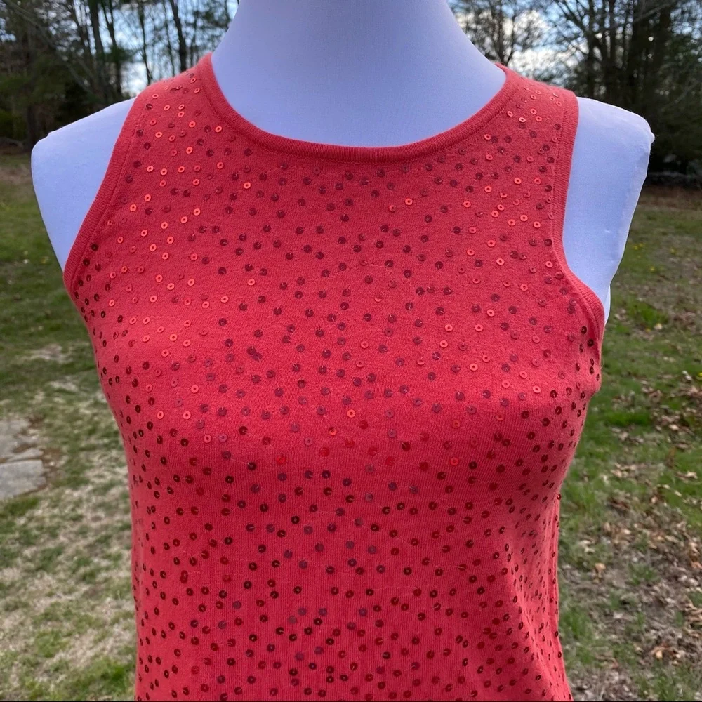 MINNIE ROSE TOP TANK SLEEVELESS ORANGE SEQUINS Size M
